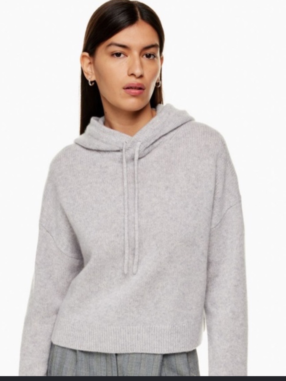The Group Babaton Aritzia Soft Cashmere Knit Sweater in Light Gray M